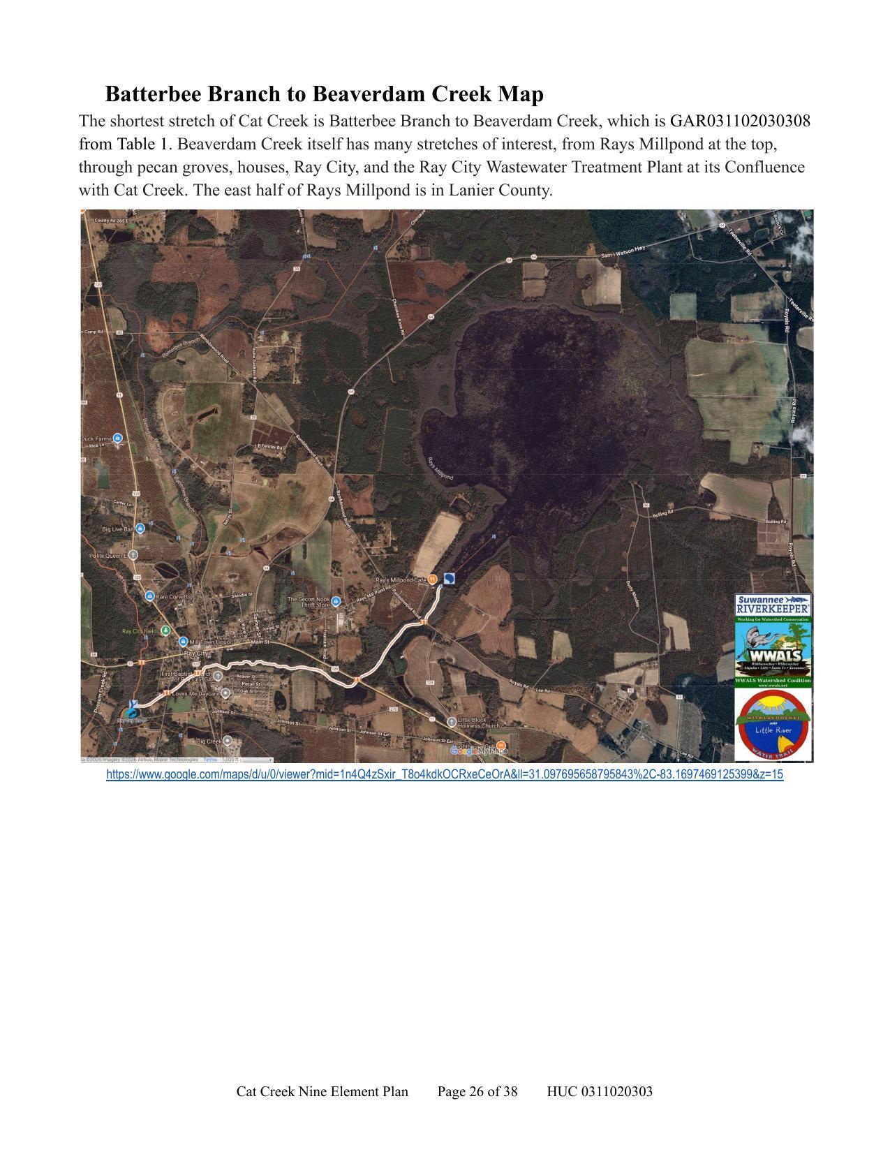 Batterbee Branch to Beaverdam Creek Map