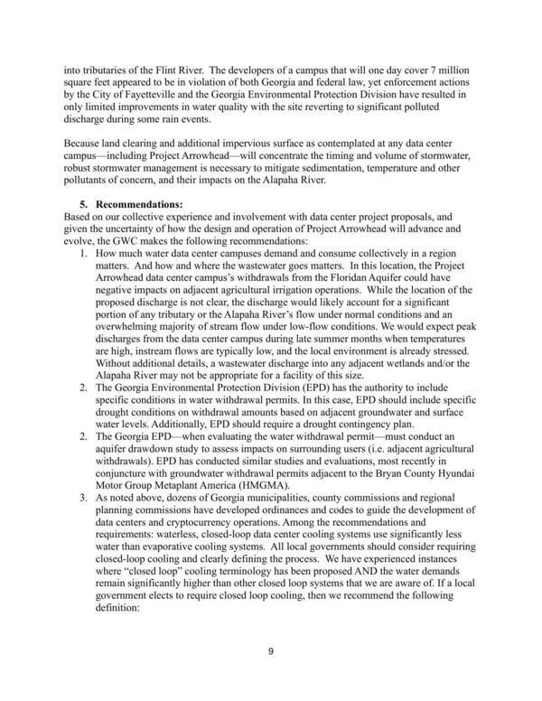5. Recommendations: