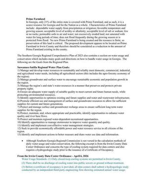 [Comprehensive Plan, SSRWP, Irwin County Data Center Ordinance]