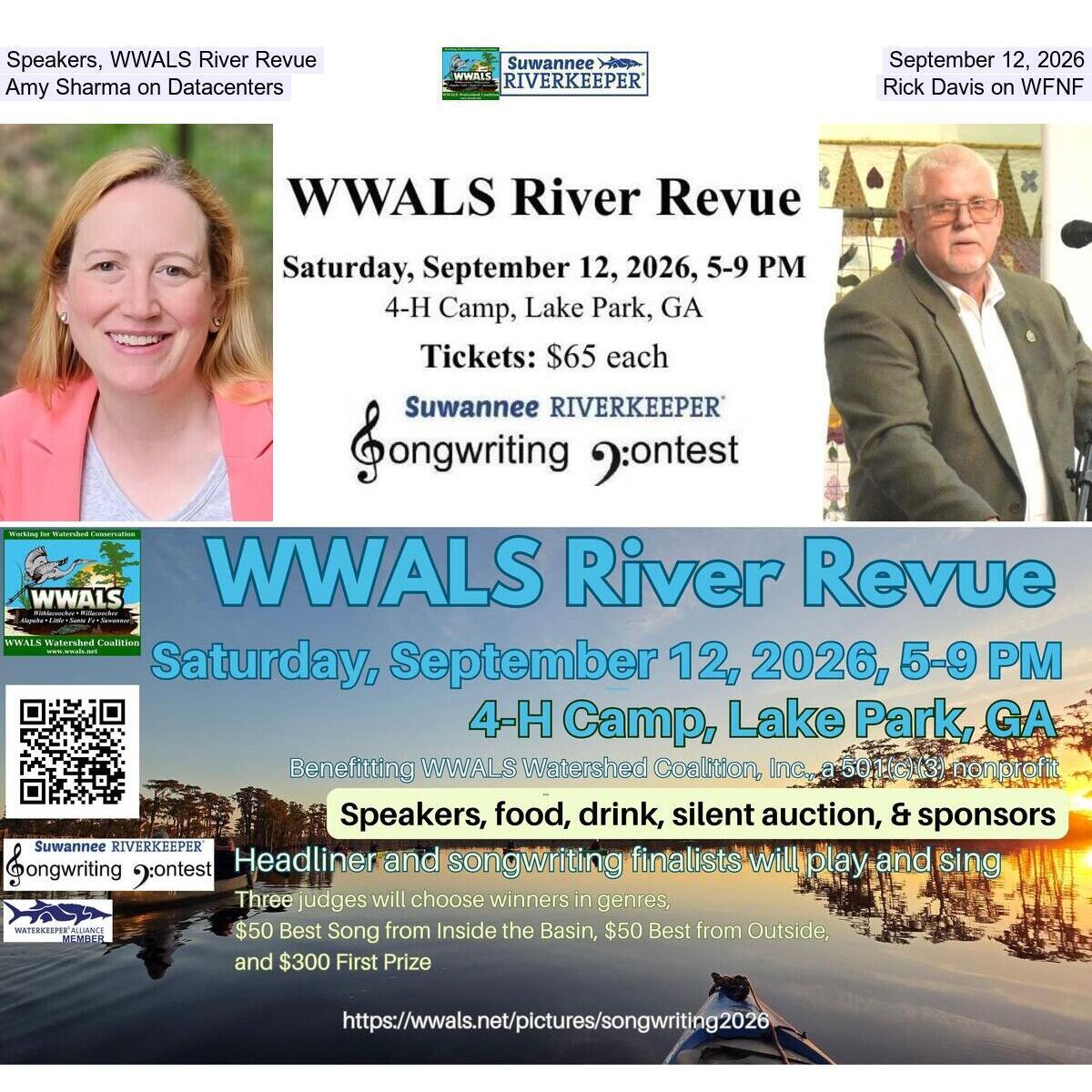 Speakers, WWALS River Revue, September 12, 2026, Amy Sharma on Datacenters, Rick Davis on WFNF