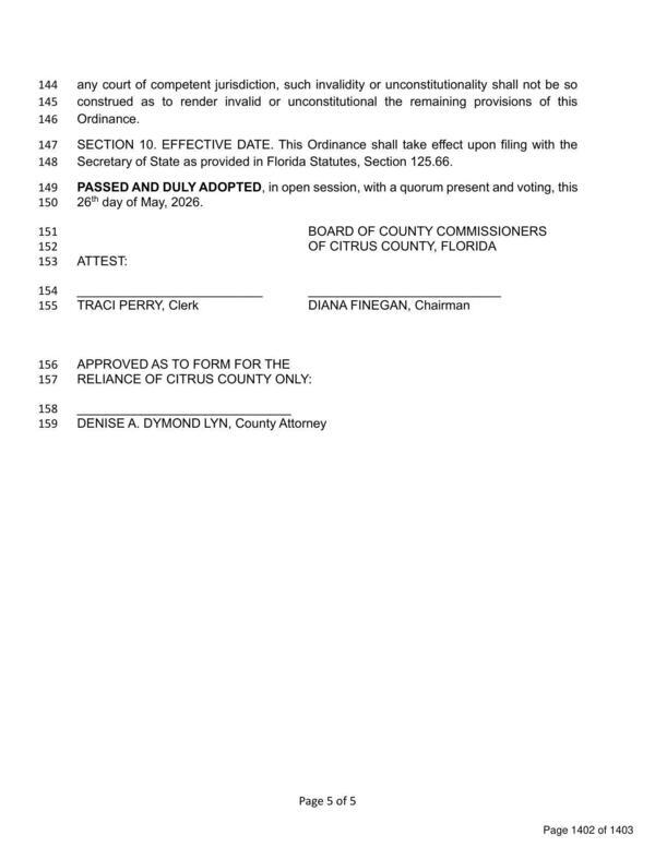 PASSED AND DULY ADOPTED, 2026-05-26 --Citrus County BOCC