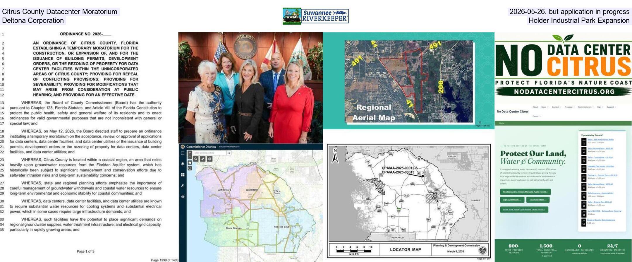 Citrus County Datacenter Moratorium 2026-05-26, but application in progress, Deltona Corporation, Holder Industrial Park Expansion