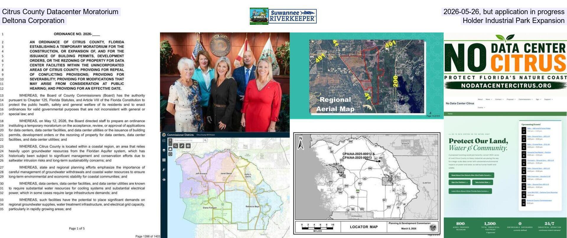 [Citrus County Datacenter Moratorium 2026-05-26, but application in progress, Deltona Corporation, Holder Industrial Park Expansion]