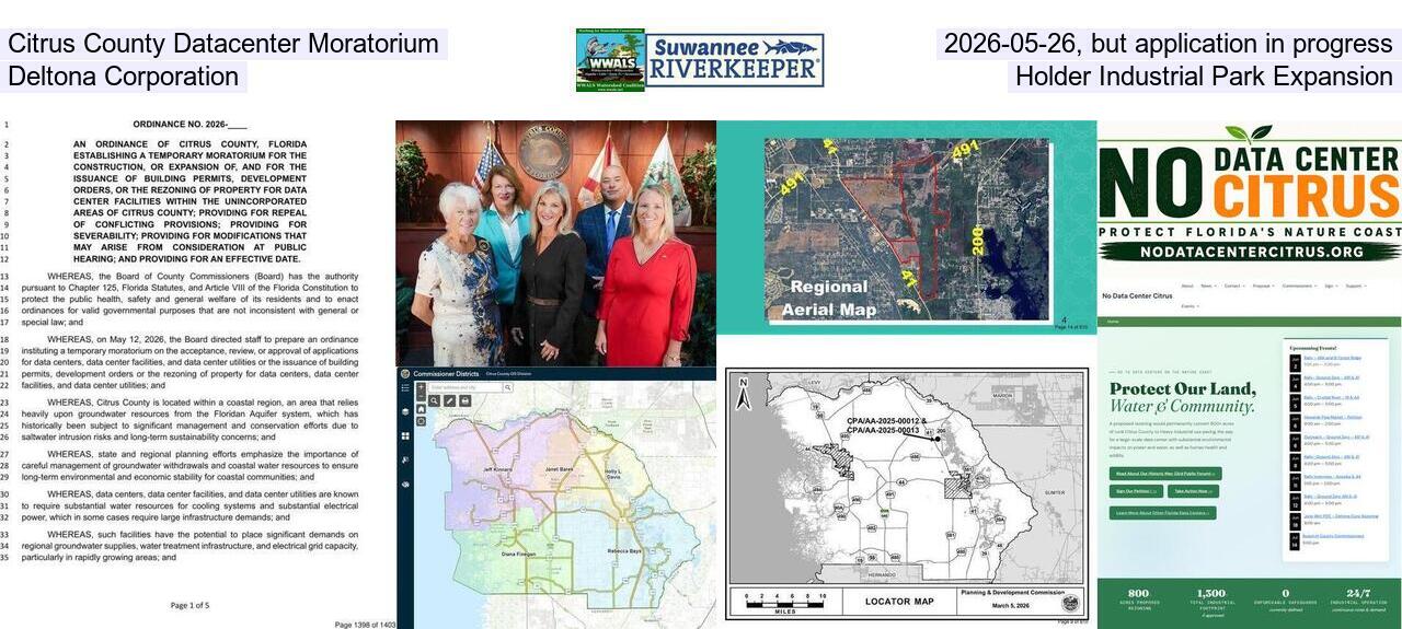 Citrus County Datacenter Moratorium 2026-05-26, but application in progress, Deltona Corporation, Holder Industrial Park Expansion