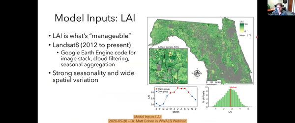 Model Inputs LAI, 2026-05-28 --Dr. Matt Cohen in WWALS Webinar
