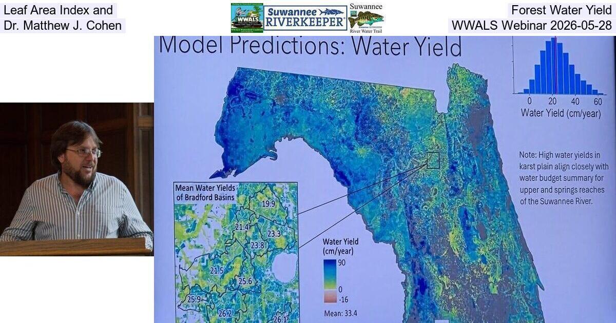 Leaf Area Index and Forest Water Yield, Dr. Matthew J. Cohen, WWALS Webinar 2026-05-28