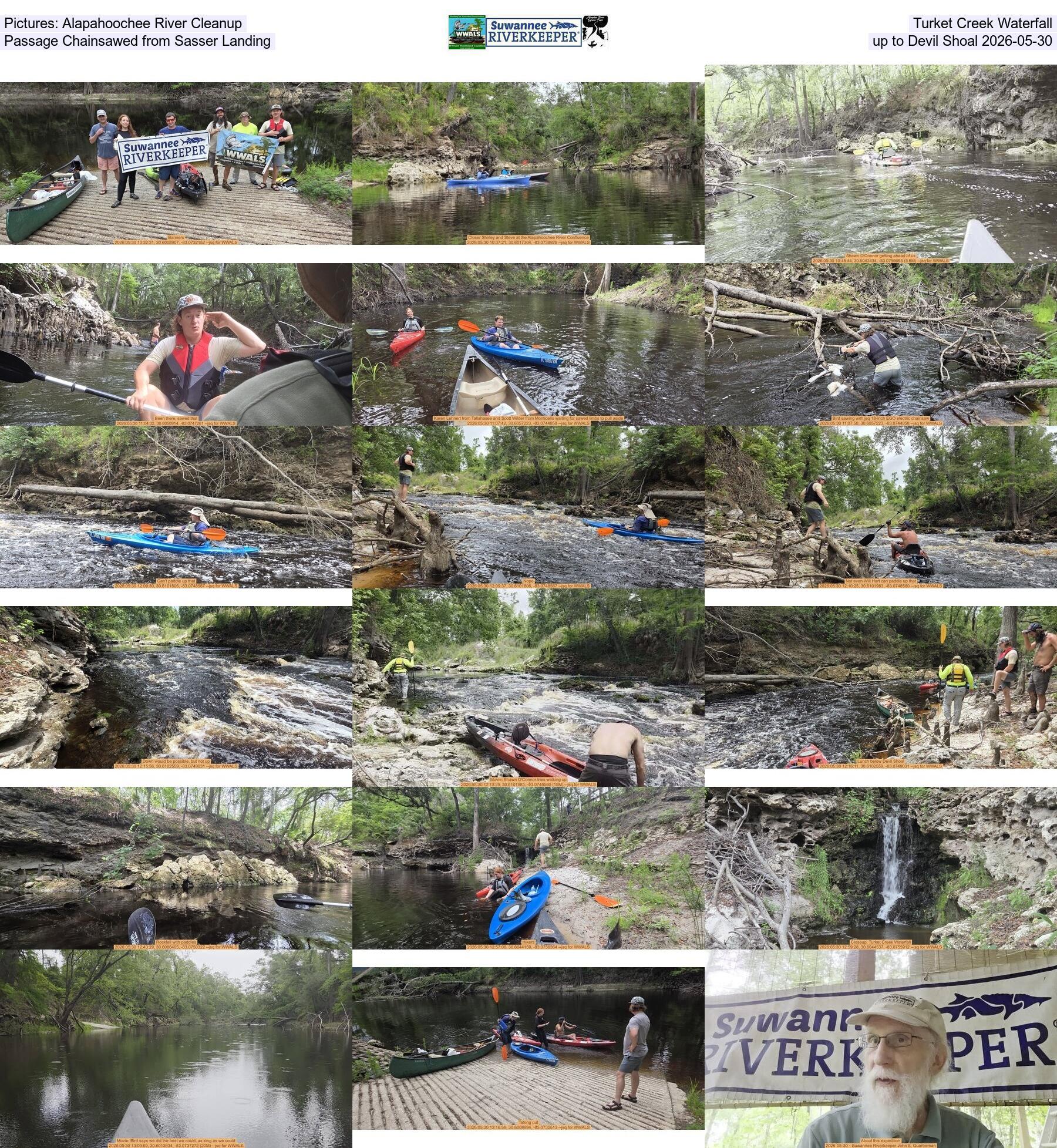 Pictures: Alapahoochee River Cleanup, Turket Creek Waterfall, Passage Chainsawed from Sasser Landing up to Devil Shoal 2026-05-30