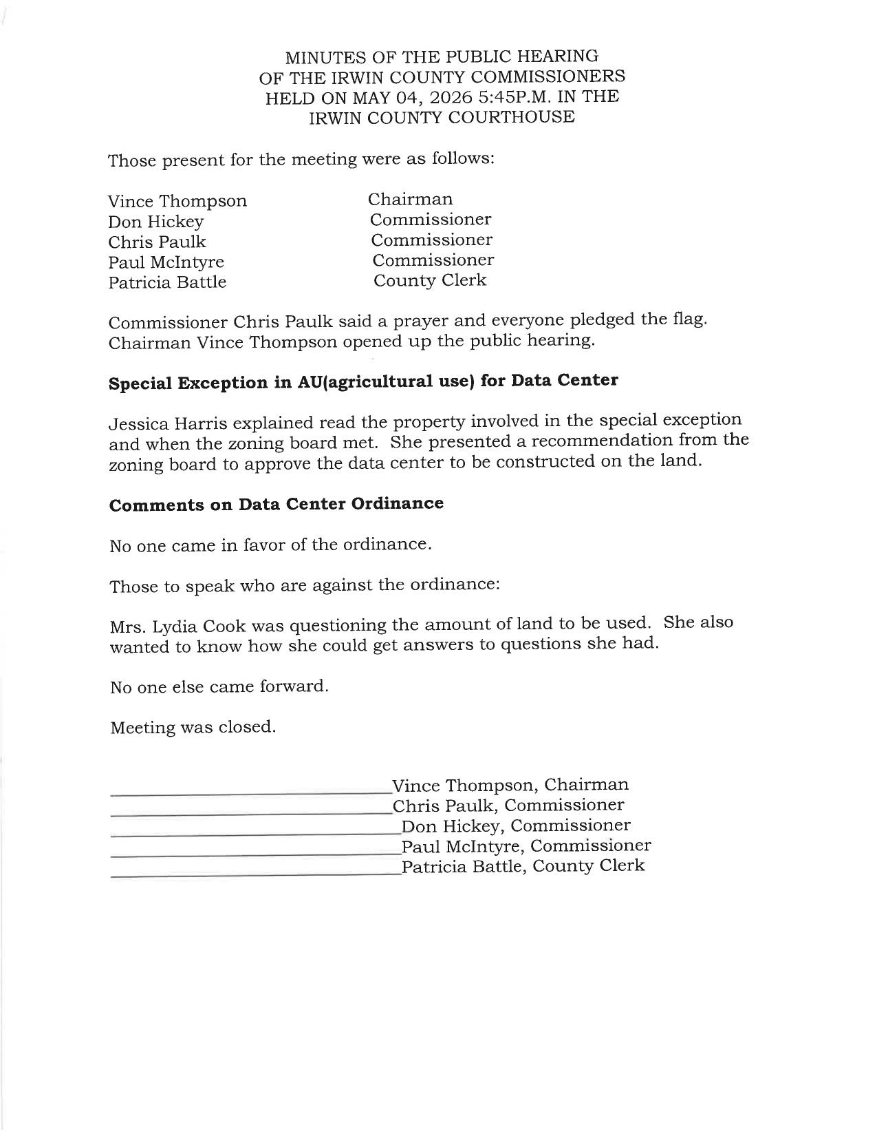Minutes 2026-05-04 --Irwin County BOCC