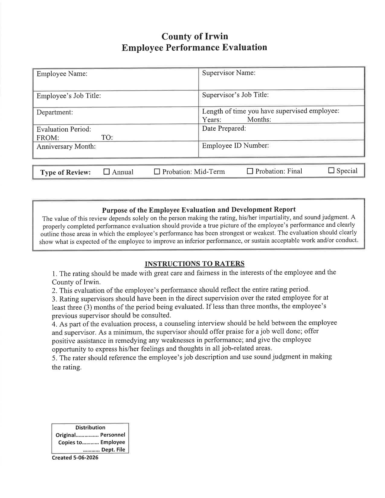 Page 25 Employee Performance Evaluation, 2026-06-01 --Irwin County BOCC