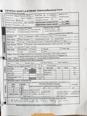 [Data, Mills Dock, Santa Fe River @ NW 282nd Dr 2026-06-03 --Bob Mills and Kurt Hurzeler for WWALS]