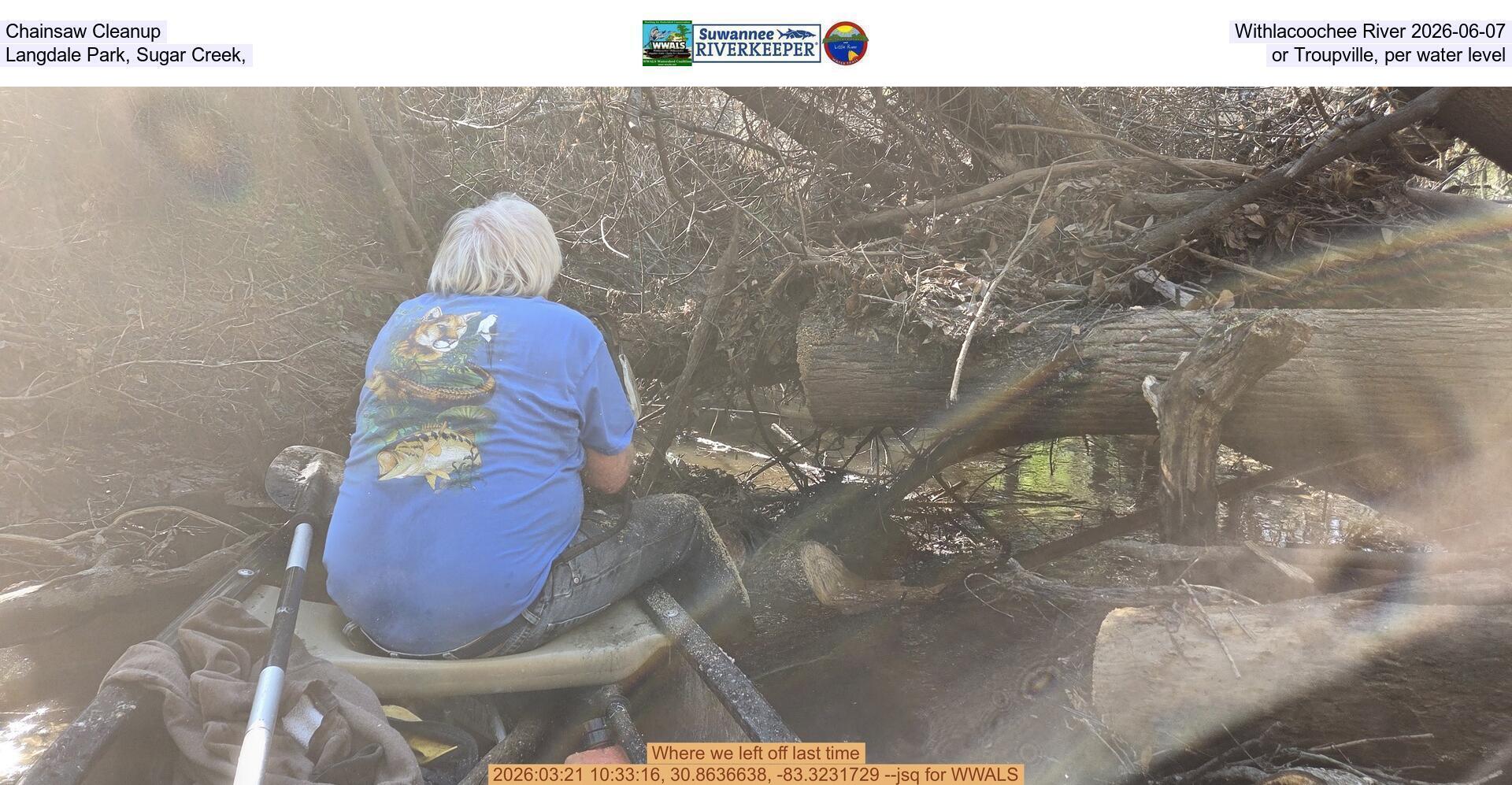[Chainsaw Cleanup, Withlacoochee River 2026-06-07, Langdale Park, Sugar Creek, or Troupville, per water level]