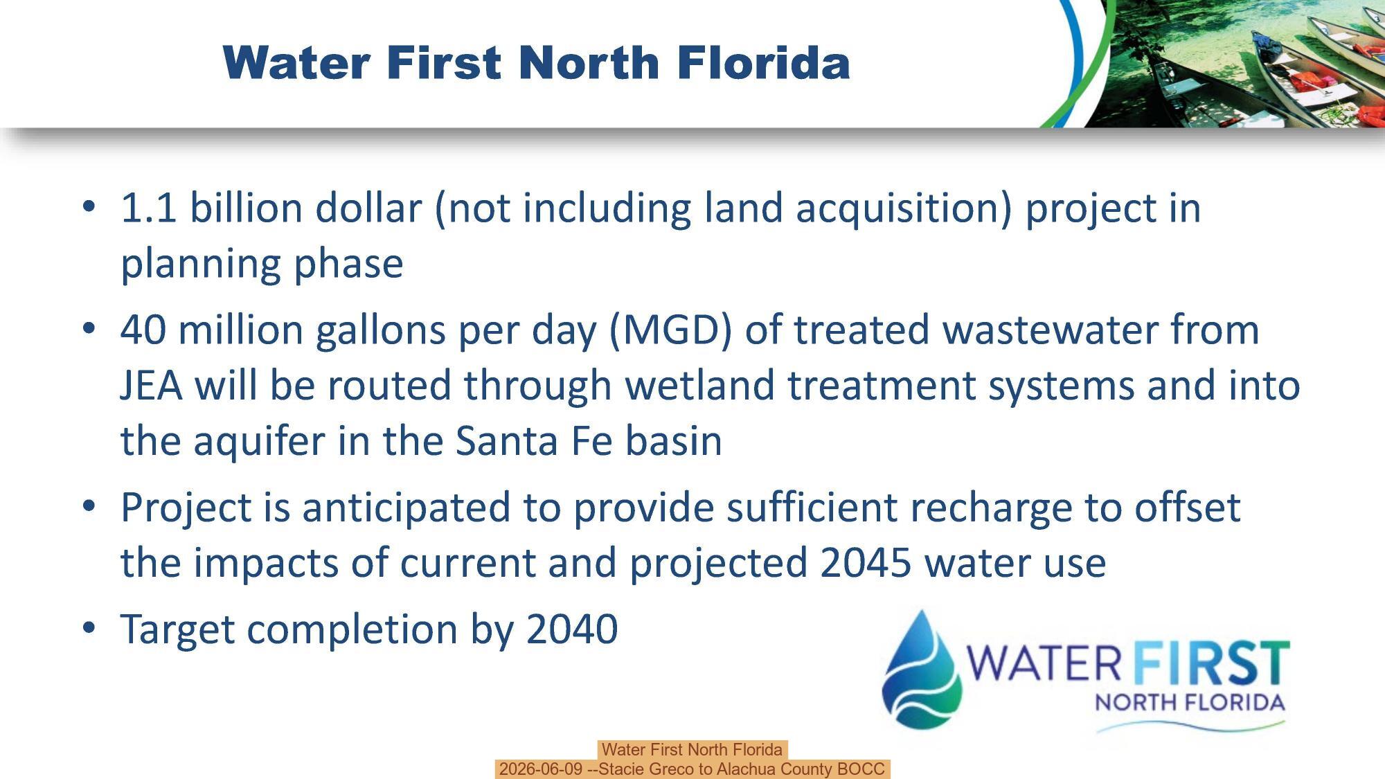 Water First North Florida, 2026-06-09 --Stacie Greco to Alachua County BOCC