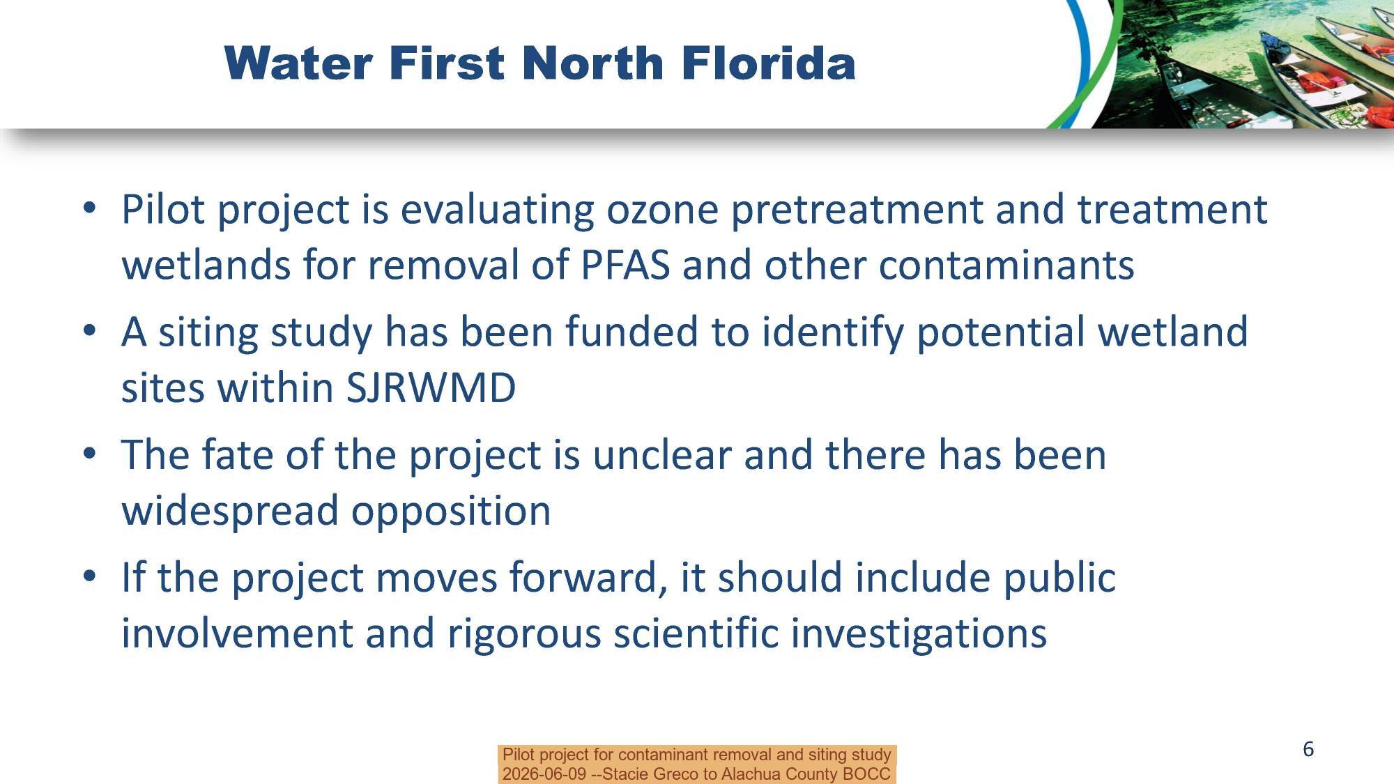Pilot project for contaminant removal and siting study, 2026-06-09 --Stacie Greco to Alachua County BOCC