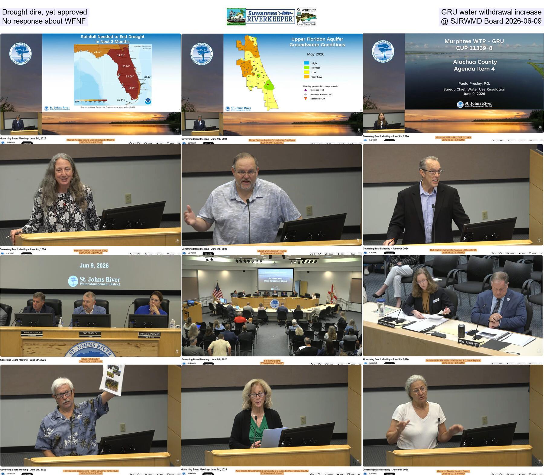Drought dire, yet approved GRU water withdrawal increase, No response about WFNF @ SJRWMD Board 2026-06-09