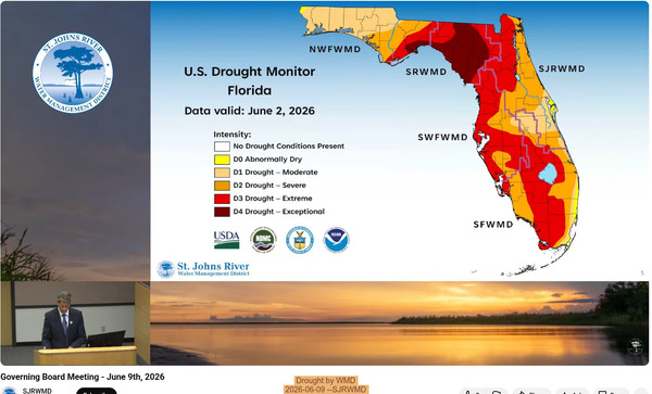 Drought by WMD, 2026-06-09 --SJRWMD