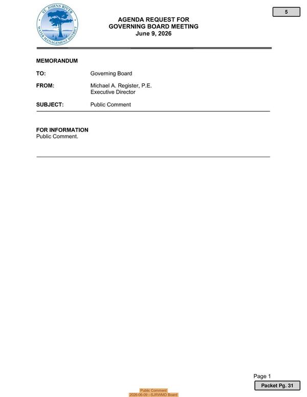 [Public Comment, 2026-06-09 --SJRWMD Board]