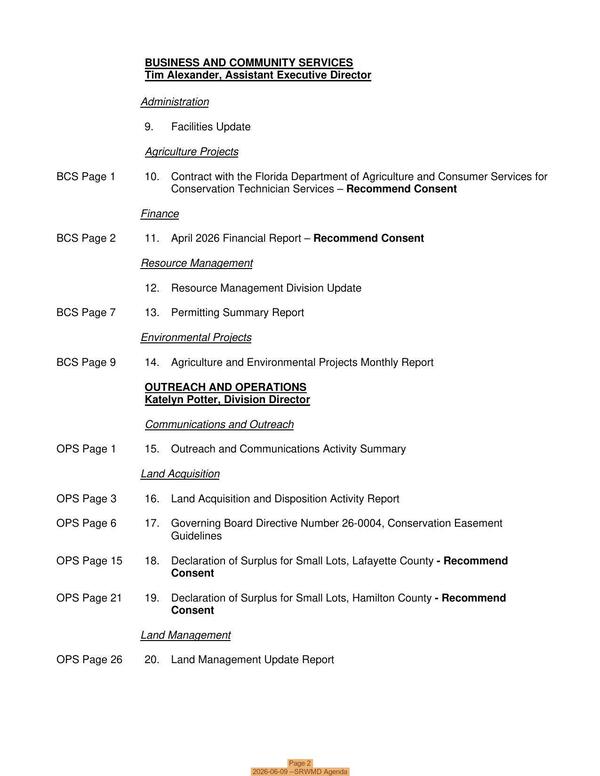 Page 2, 2026-06-09 --SRWMD Agenda