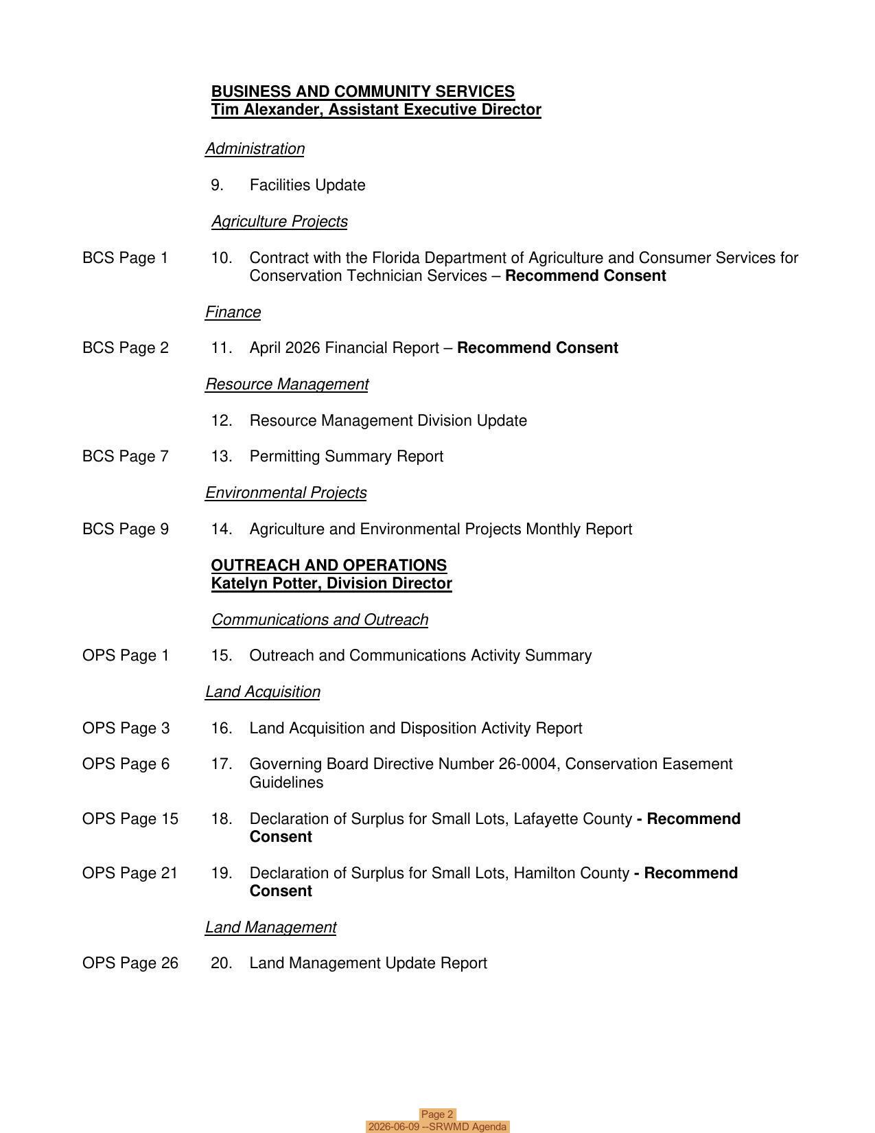 Page 2, 2026-06-09 --SRWMD Agenda