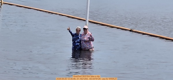 [Gretchen and Kim take a dip, 2026:06:20 12:35:46, 31.1621293, -83.5479126 --jsq for WWALS]