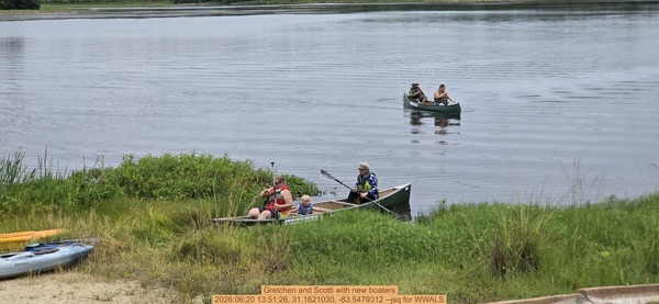 [Gretchen and Scotti with new boaters, 2026:06:20 13:51:26, 31.1621030, -83.5479312 --jsq for WWALS]