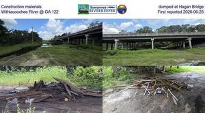 [Construction materials dumped at Hagan Bridge, Withlacoochee River @ GA 122, First reported 2026-06-25]