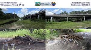 [Construction materials dumped at Hagan Bridge, Withlacoochee River @ GA 122, First reported 2026-06-25]