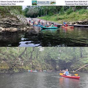 [Gibson County Park to SRSP, Suwannee River 2026-06-27, Alapaha River Rise, Suwannee River State Park]