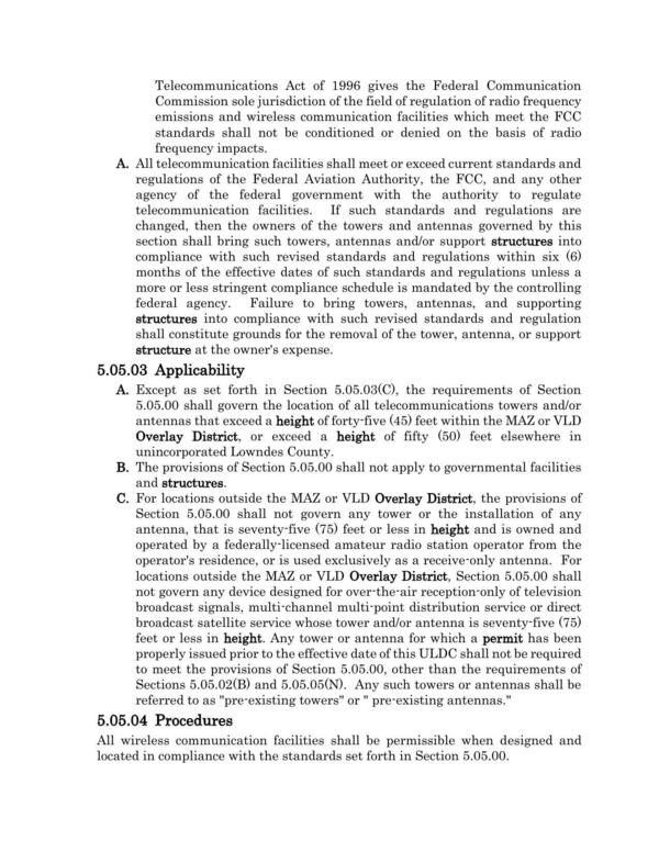 located in compliance with the standards set forth in Section 5.05.00.
