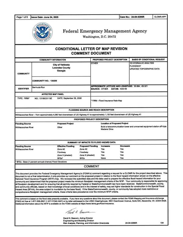 FEMA CONDITIONAL LETTER OF MAP REVISION COMMENT DOCUMENT