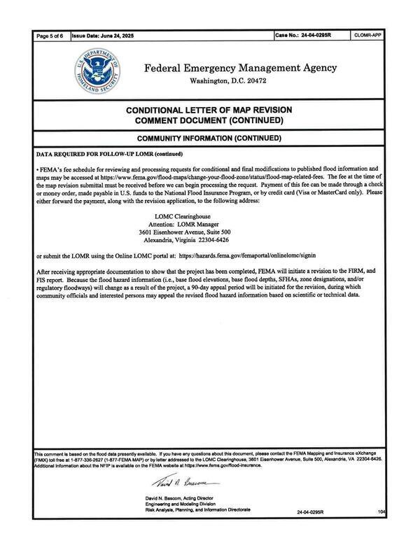 DATA REQUIRED FOR FOLLOW-UP LOMR (continued)