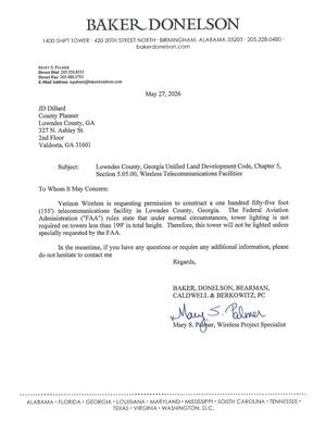 [The Federal Aviation Administration (&ldquo;FAA&rdquo;) rules state that under normal circumstances, tower lighting is not required on towers less than 199&lsquo; in total height. Therefore, this tower will not be lighted unless specially requested by the FAA.]