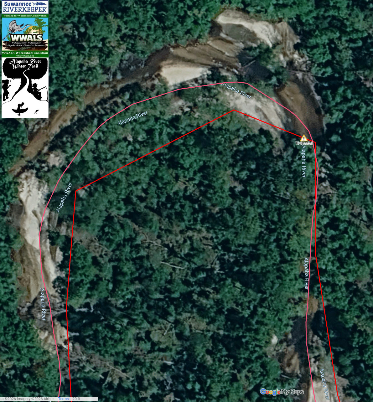 Map: TD Deadfall, Alapaha River 2026-07-06 --Alapaha River Water Trail (ARWT)