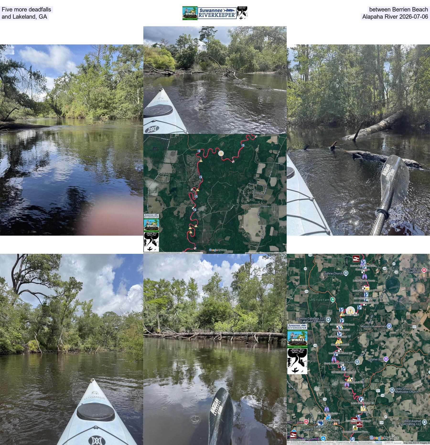 Five more deadfalls between Berrien Beach and Lakeland, GA, Alapaha River 2026-07-06