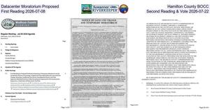 [Datacenter Moratorium Proposed, Hamilton County BOCC, First Reading 2026-07-08, Second Reading & Vote 2026-07-22]