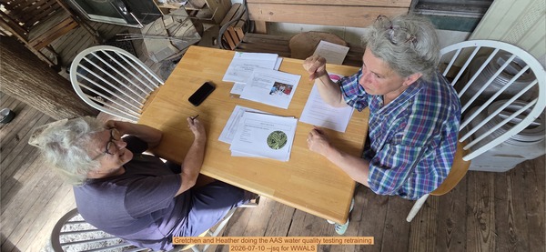Gretchen and Heather doing the AAS water quality testing retraining, 2026-07-10 --jsq for WWALS