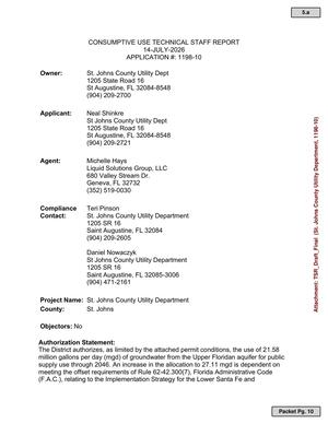 [CONSUMPTIVE USE TECHNICAL STAFF REPORT 14-JULY-2026 APPLICATION #: 1198-10]