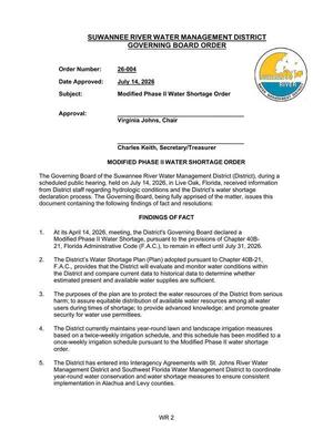 [Governing Board Order 26-004, 2026-07-14 --SRWMD Board]