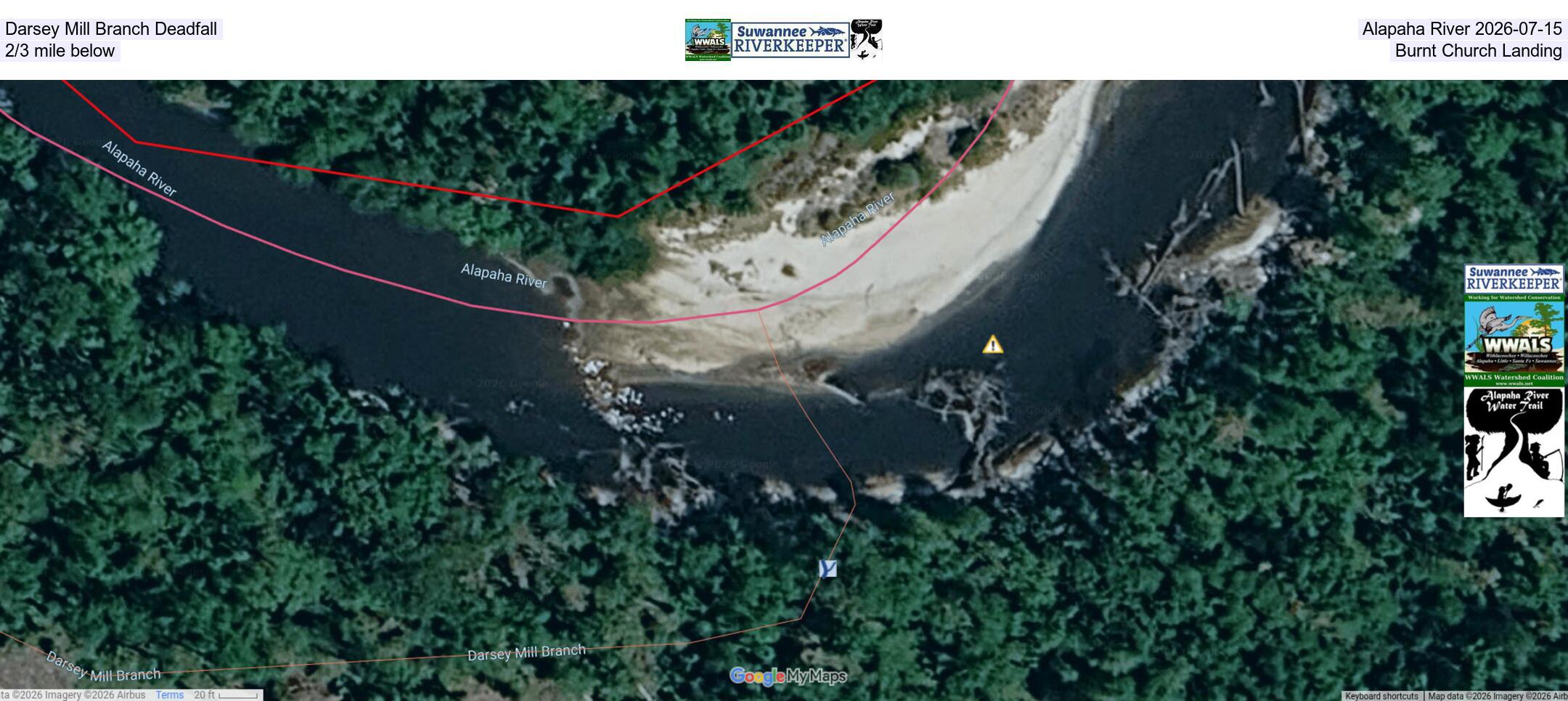Darsey Mill Branch Deadfall, Alapaha River 2026-07-15, 2/3 mile below Burnt Church Landing