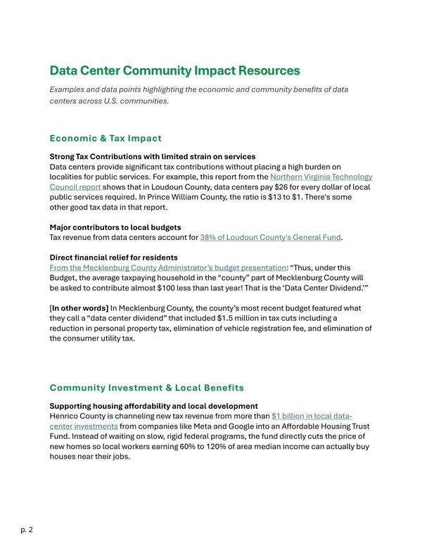 [Data Center Community Impact Resources]