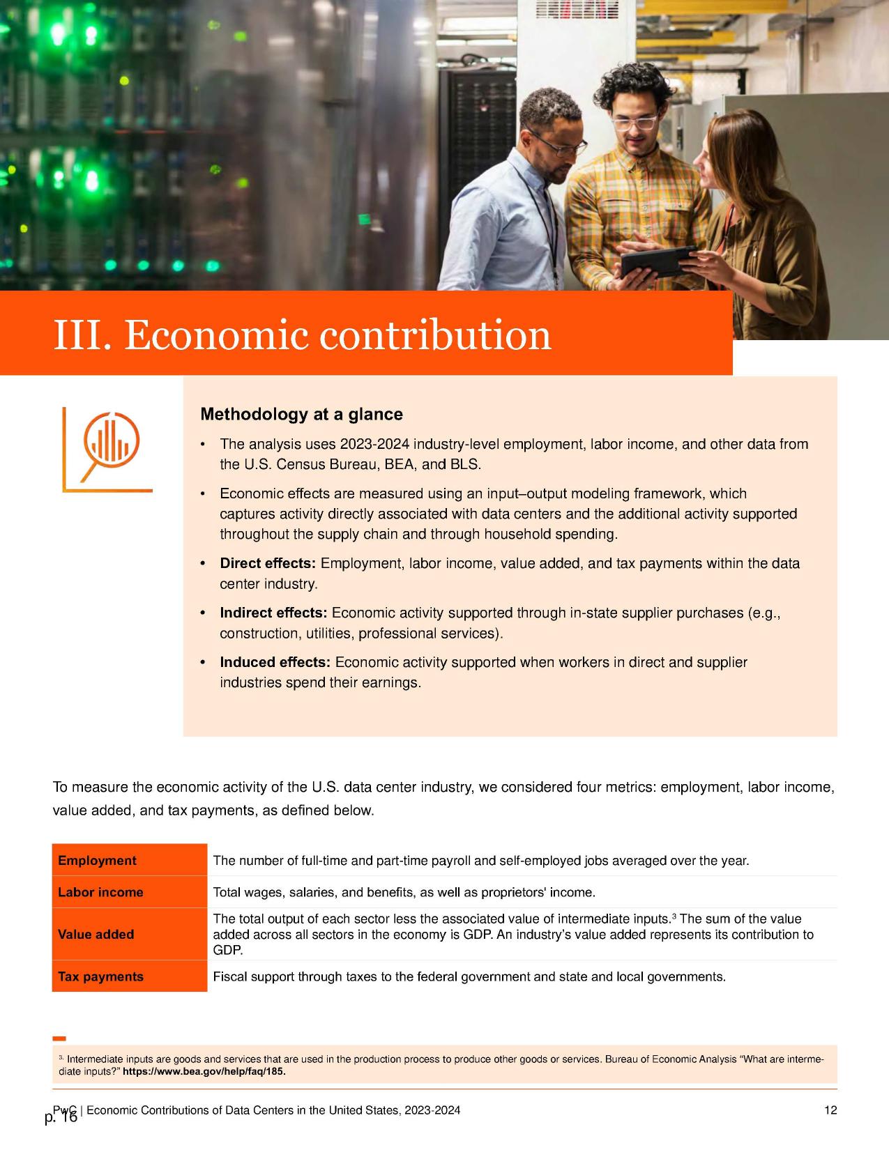 III. Economic contribution