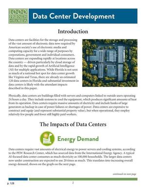 [Energy Demand: A typical AI-focused data center consumes as much electricity as 100,000 households. The larger data centers now under construction are expected to use 20 times as much., 2026-01-01 --1000 Friends of Florida]