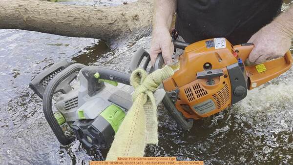 [Movie: Husqvarna sawing loose Ego, 2026:07:26 10:58:46, 30.8813467, -83.3254566 (19M) --jsq for WWALS]