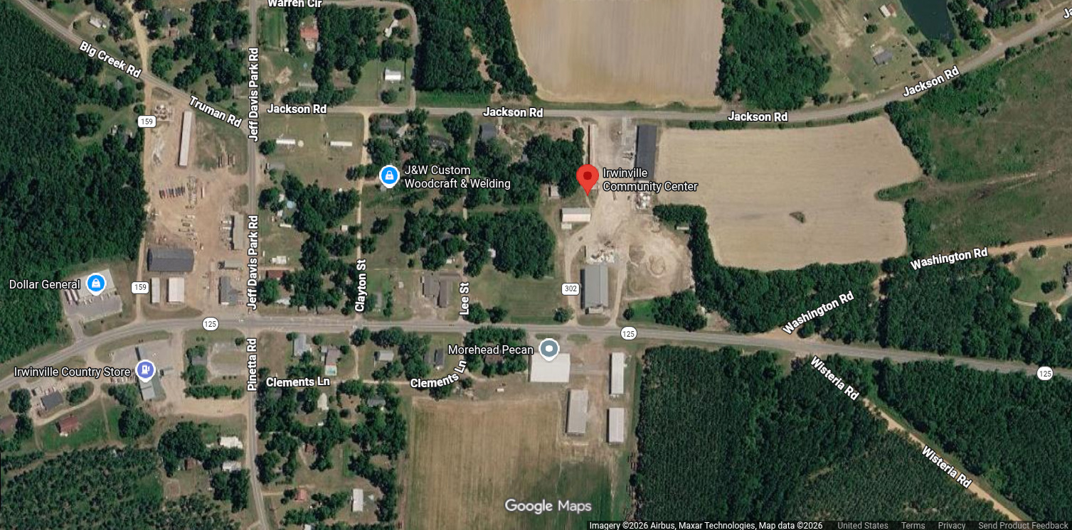 Map: Irwinville Community Center 2026-07-27 --Google Maps