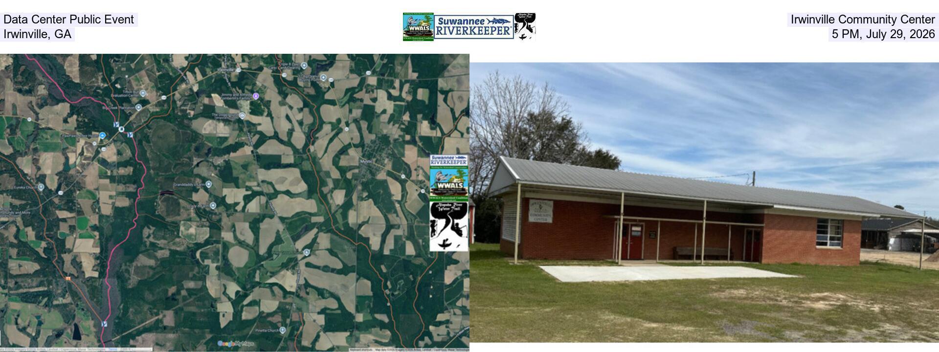 Data Center Public Event, Irwinville Community Center, Irwinville, GA, 5 PM, July 29, 2026