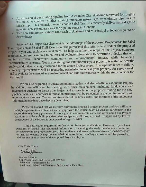 You are receiving this letter because your property is within or near the study corridor, 2026-08-03 --Sabal Trail Transmission