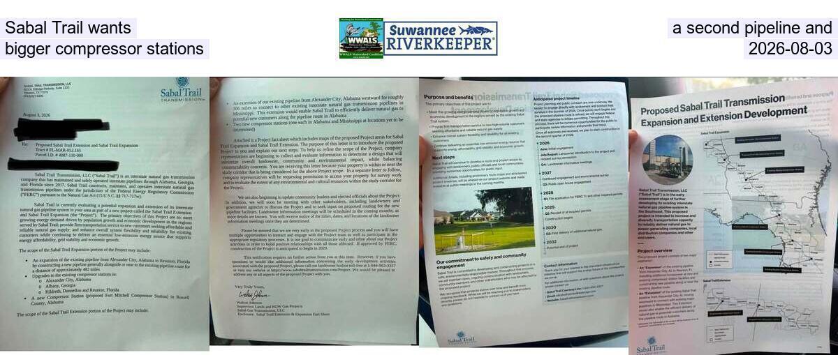 Sabal Trail wants a second pipeline and bigger compressor stations, 2026-08-03