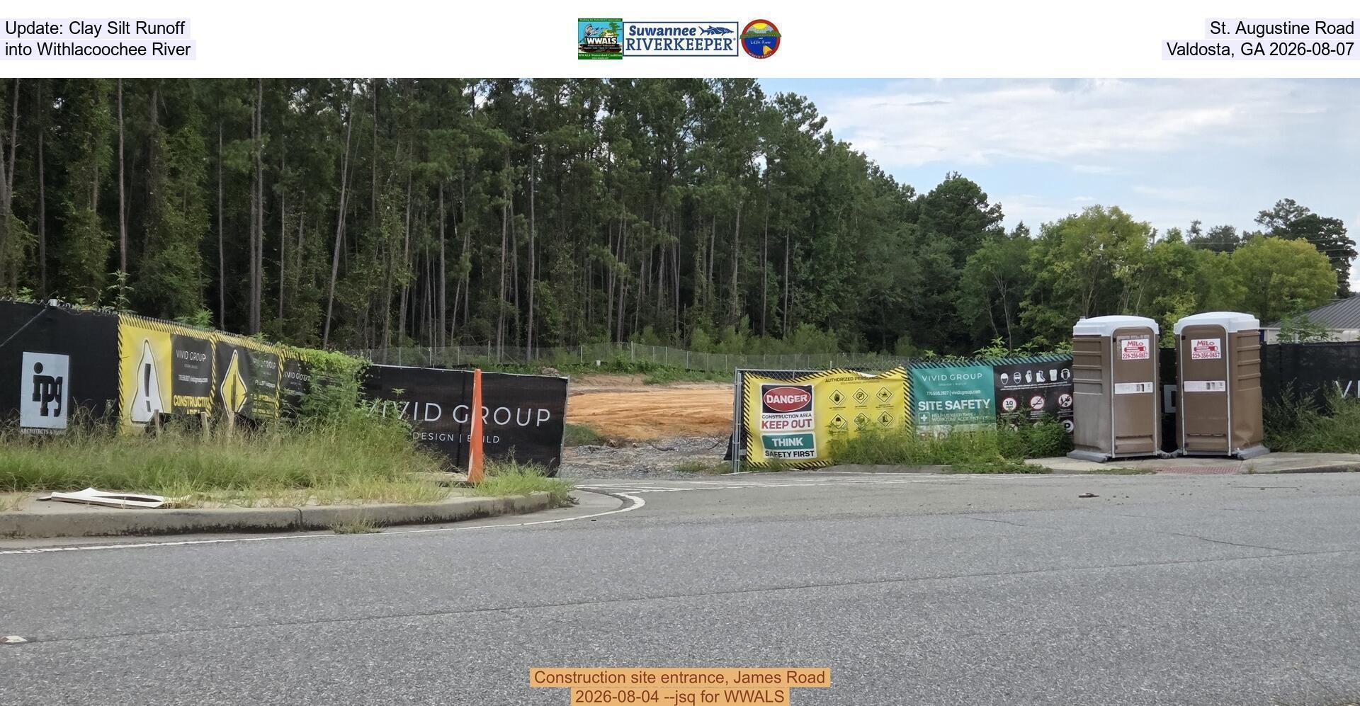 Update: Clay Silt Runoff, St. Augustine Road into Withlacoochee River, Valdosta, GA 2026-08-07