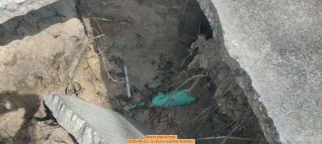 Sewer pipe in hole, 2026-06-25, 15:34:29 --Dennis Norman