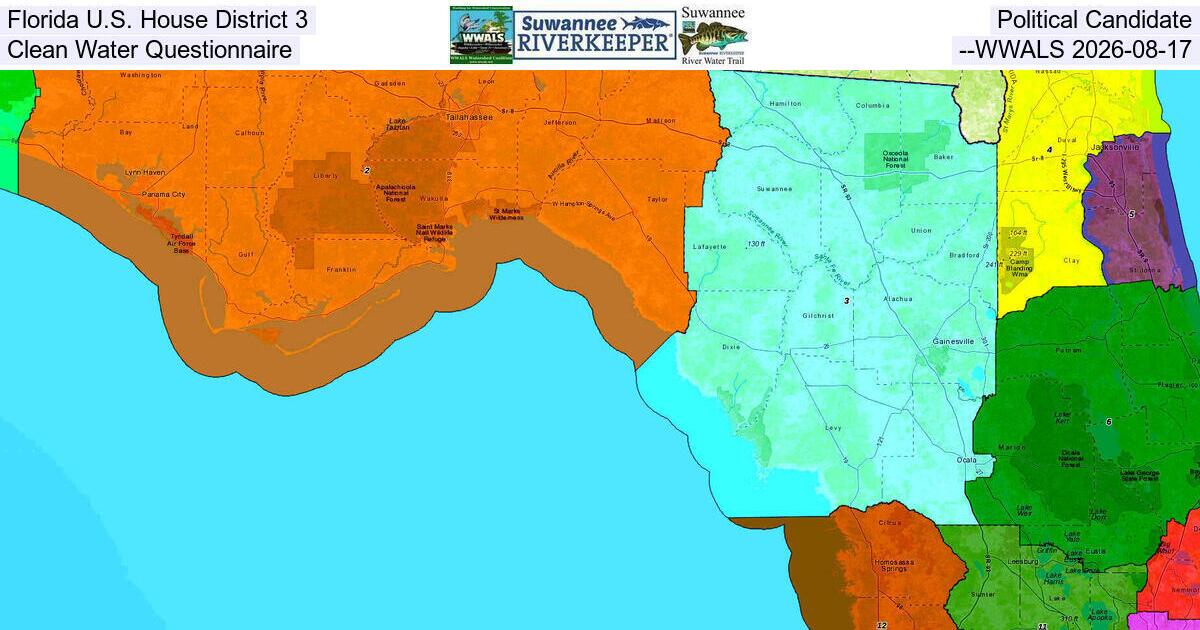 Florida U.S. House District 3, Political Candidate Clean Water Questionnaire --WWALS 2026-08-17