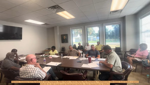 [Members, Clockwise from the table end: Vince Thompson, Walter Hudson, Warren Manley, Ken Woodwards, ? Middlebrooks, DW Harper, Scott Hudson, 2 absent, 2026-08-18, Irwin County Local Development Authority --Kevin Sackenheim for WWALS]